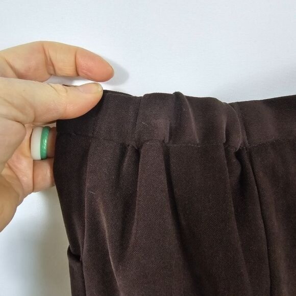 J. Jill Stretch Microsuede Dress Pants Sz 14 Brown High Waist Ankle Slit Neutral - Picture 7 of 13